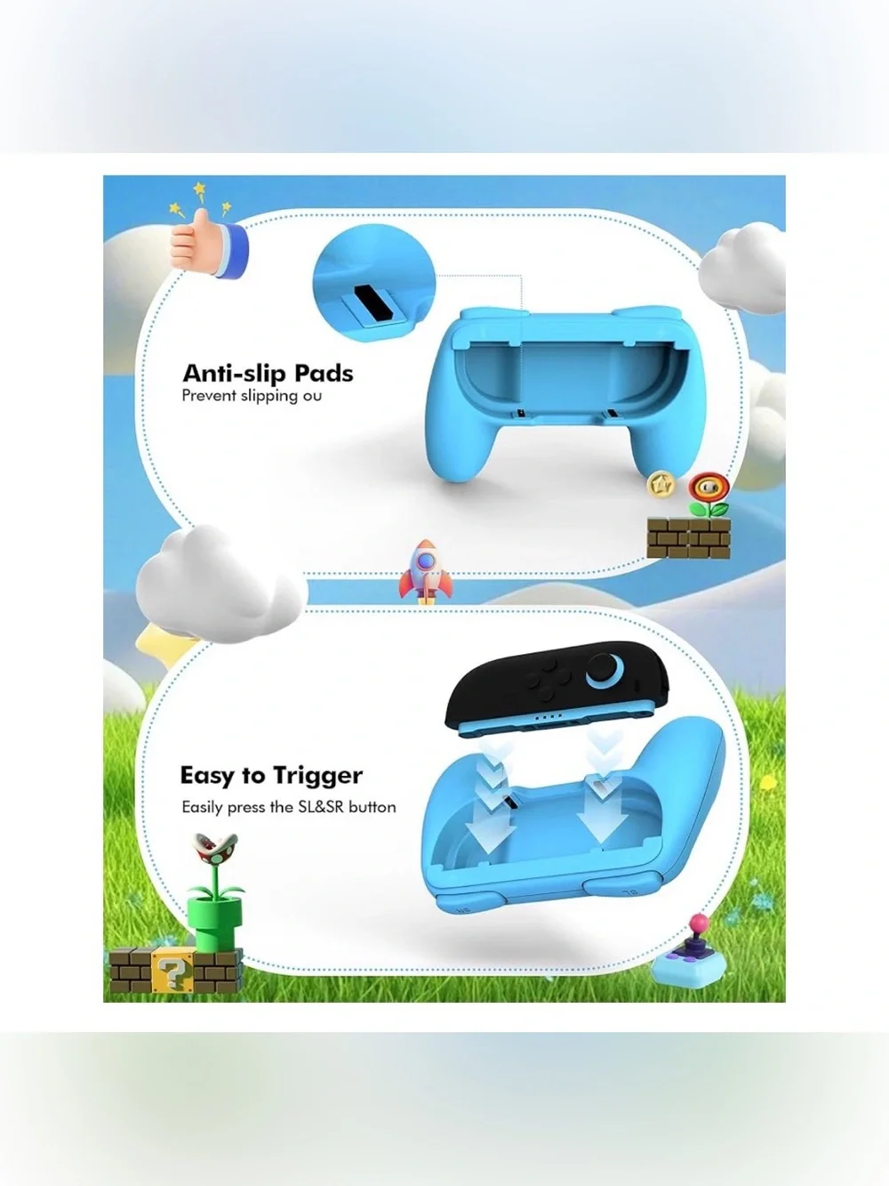 Nintendo Switch Joy-Con Grip Ergonomic Controller Holder Comfort Gaming